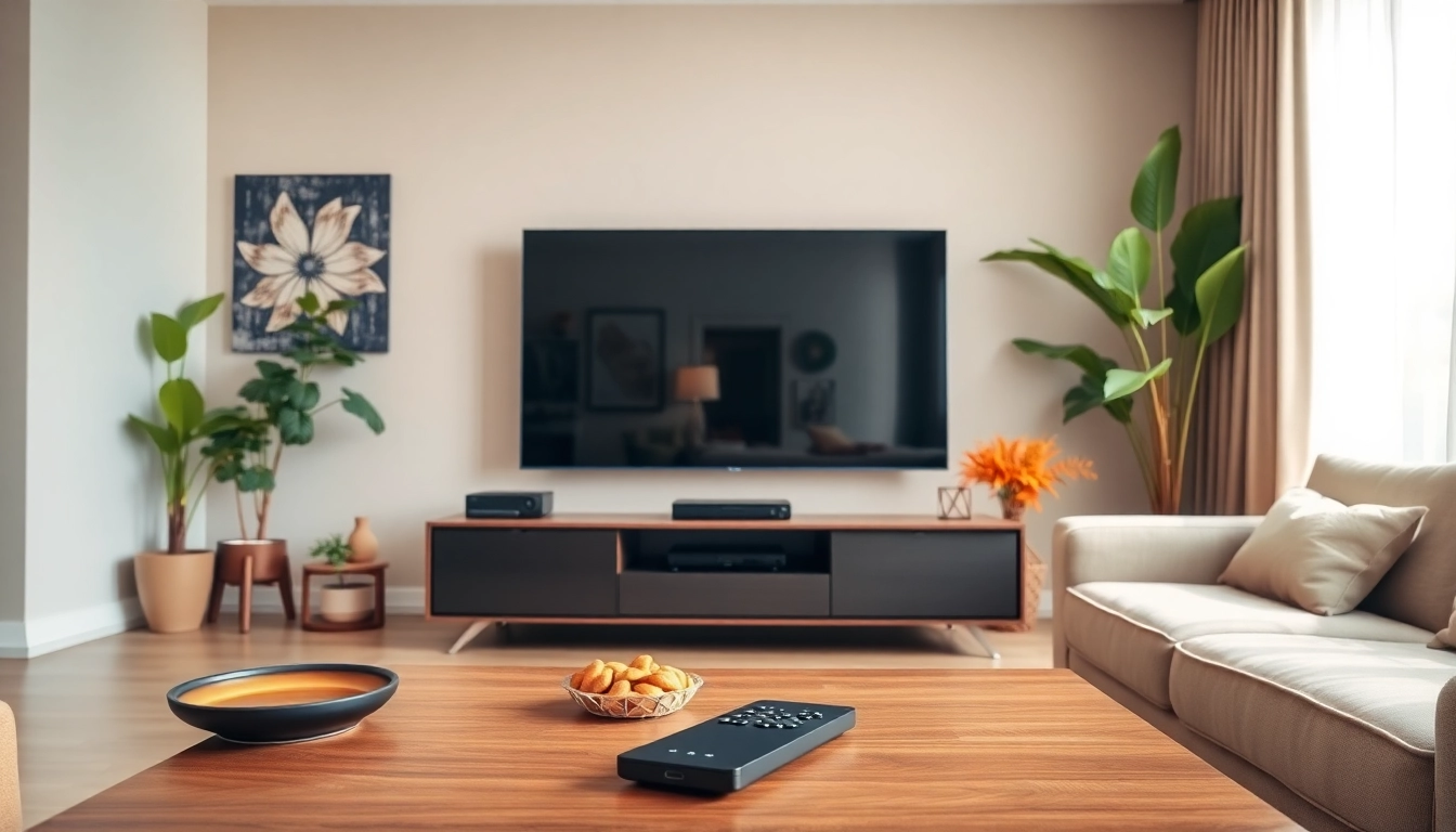 Profitez de votre iptv abonnement 12 mois dans un salon confortable avec télévision moderne.