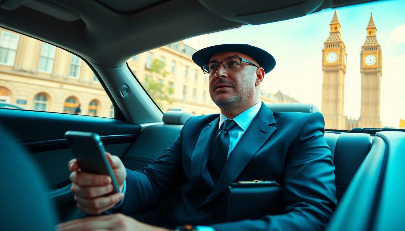 Experience premium chauffeur service london with a professional driver in a luxury car amid iconic London's scenery.