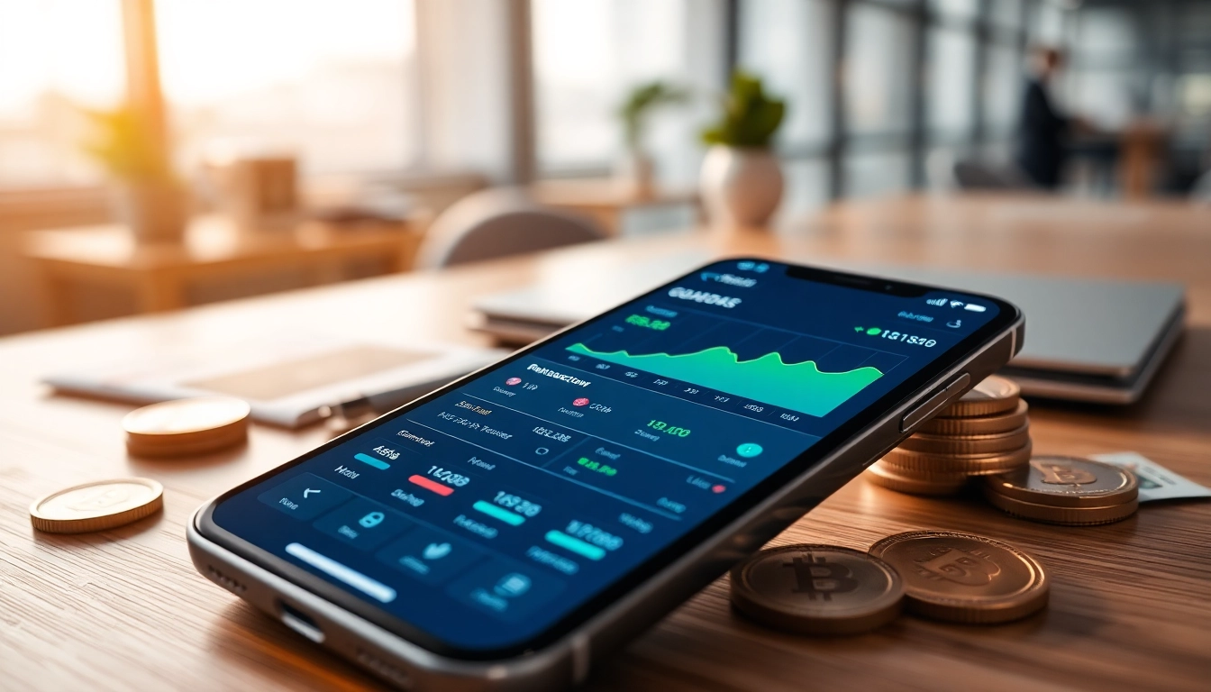 View the features of the guarda wallet on a digital device in a modern workspace.