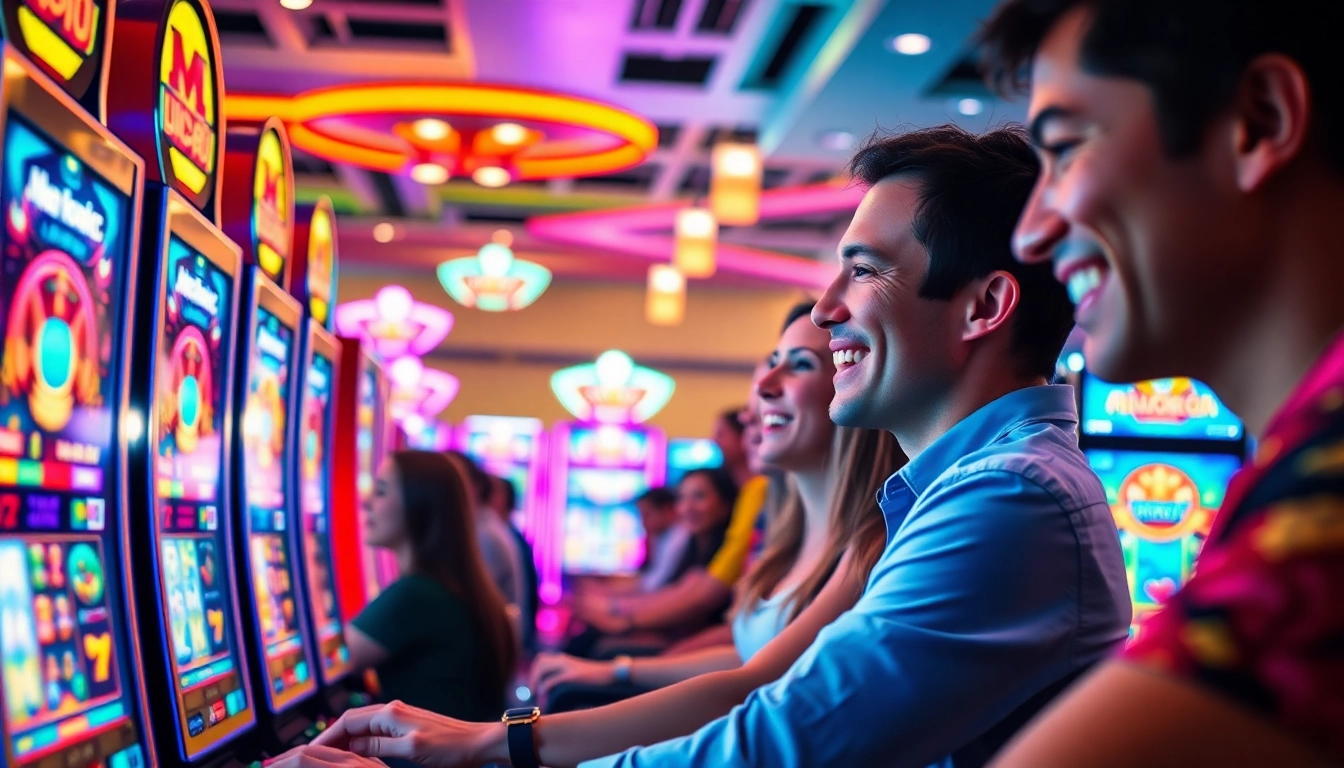 Menampilkan pengalaman bermain mild88 slot dengan pemain yang antusias di kasino digital.