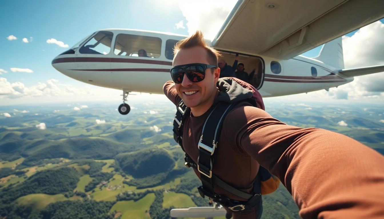 Skok s padalom v tandemu iz letala, adrenalin in emocionanti trenutki.