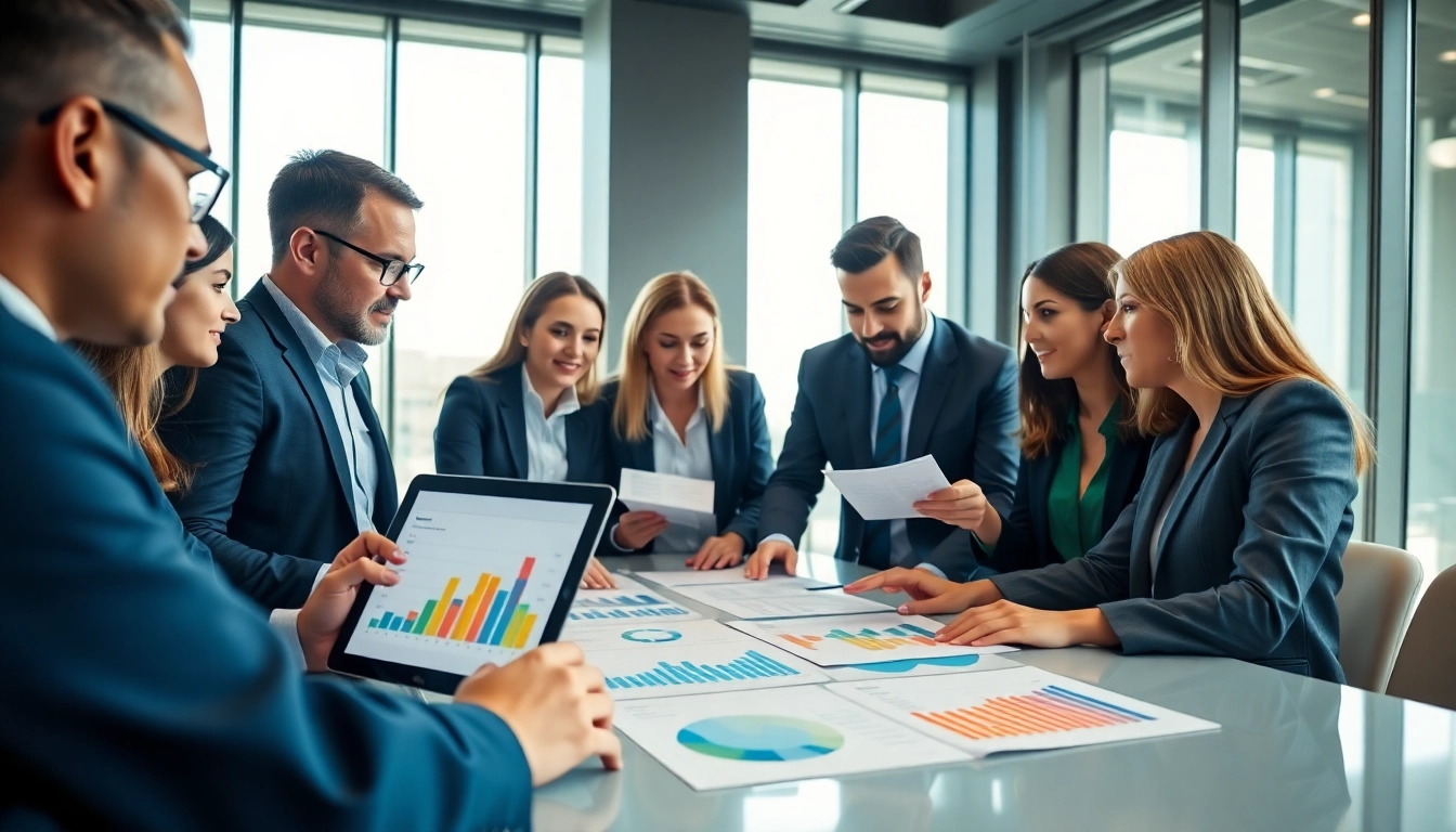 Engaged team discussing Monthly Accounting Services in a modern office environment.